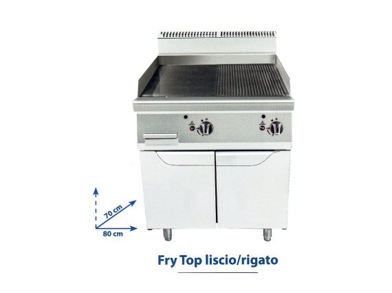 Fry top gas liscio/rigato TN7N8N-M-D doppio con mobile.